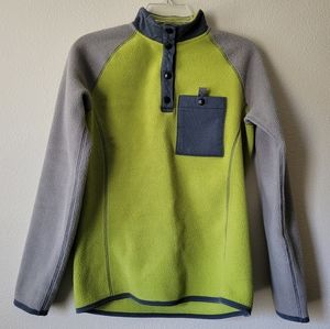 Polartec Fleece Pullover Green Lime Grey Pocket Polarfleece